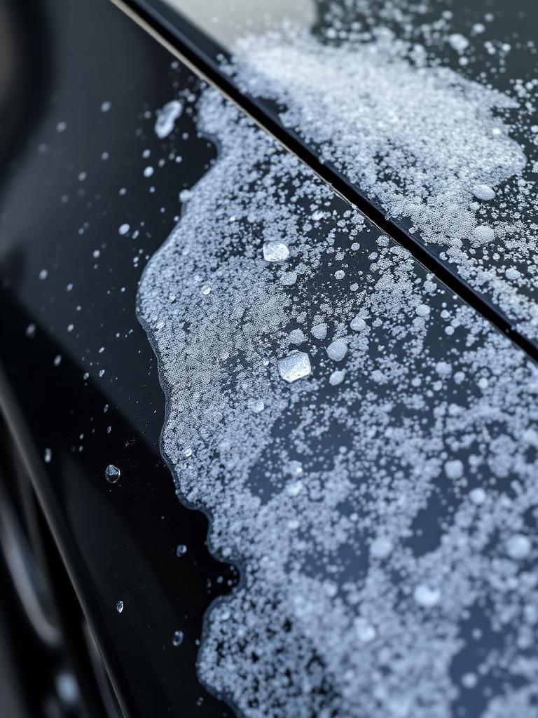 Foam suds on a glossy clean car exterior